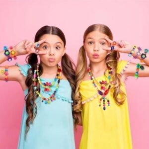 girls jewelry making kit 385 pcs – multicolor diy beads set for kids eid gift